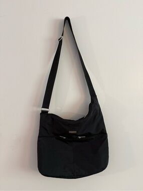 Baggallini Black Nylon Interior Crossbody with Silver Accents